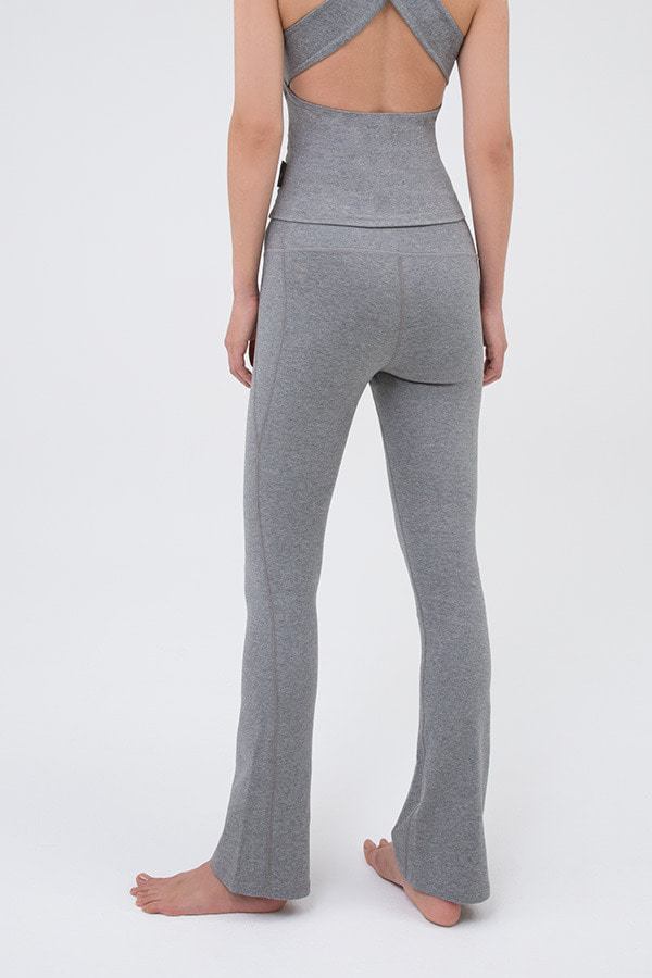 Flare Leg Trouser-Melange Grey, 여성쇼핑몰, 요가복, 운동복